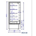Regał chłodniczy RCH 4D-1.9 - rysunek techniczny przekroju z wymiarami