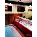 Lada chłodnicza SAMOS 1.25 - czerwona lada w sklepie mięsnym, realizacja