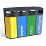 Kosz do segregacji odpadów Etna obustronna IV 4x80 l, napisy folia samoprzylepna Krajowy Kosze do segregacji odpadów - 4store.pl