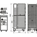 Wózek kontener KLS-2 600x800x1800 - rysunek techniczny z wymiarami i nośnością