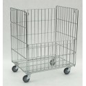 Wózek kontener KK-1015x800x600 cynk - widok z przodu na kratownicę i kółka