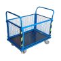 Wózek platformowy, transportowy, magazynowy, ROMEK VII 1250x630, zabudowany siatką Krajowy Wózki platformowe - 4store.pl