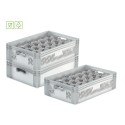 Skrzynka basicline 40x30x17 cm ażurowa - trzy skrzynki z przegrodami na szklanki, jedna na drugiej