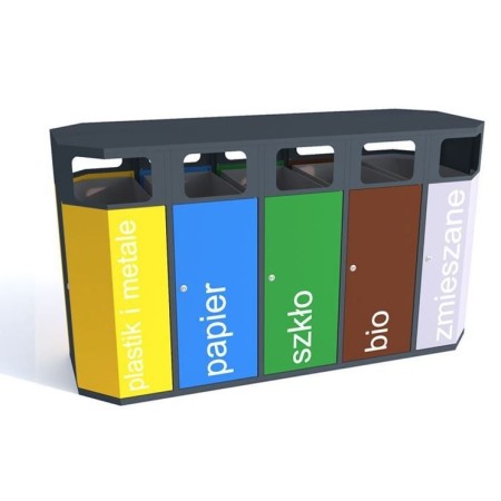 Kosz do segregacji odpadów Etna V obustronna owalna 5x114-127 l, napisy sitodruk Krajowy Kosze do segregacji odpadów - 4store.pl