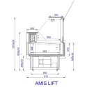 Lada chłodnicza Amis Lift 3,75 - rysunek techniczny z wymiarami, przekrój z boku
