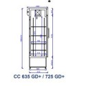 CC 725 GD+ szafa chłodnicza - rysunek techniczny z wymiarami