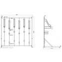 Wieszak na rowery Lift-6 Premium - rysunek techniczny z wymiarami, widok z przodu i z boku