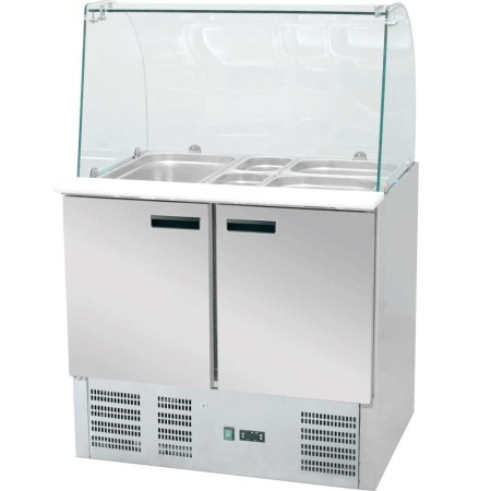 Stół chłodniczy sałatkowy z nadstawą szklaną 240 l +2/+8°C 900x700x1300  Stoły chłodnicze - 4store.pl