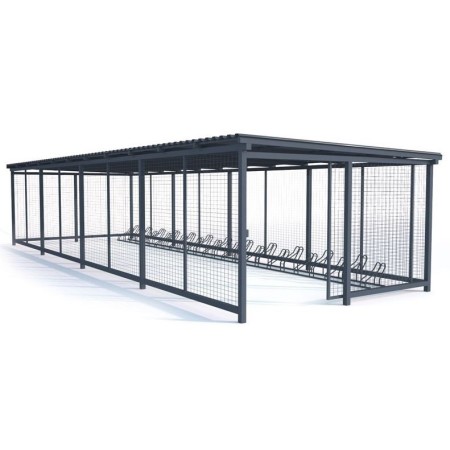 Wiata rowerowa "Pablo II" zamykana, na 25 rowerów, 1050 cm, ocynkowana Kra03 wiaty wózkowe i rowerowe - 4store.pl