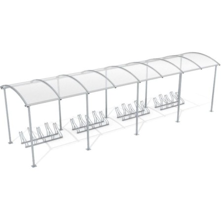 Wiata rowerowa "Zorza" zadaszona, na 20 rowerów, 840 cm Kra03 wiaty wózkowe i rowerowe - 4store.pl