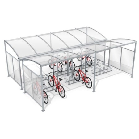 Wiata rowerowa "Perła" podwójna, na 30 rowerów, z oszalowaniem bocznym Kra03 wiaty wózkowe i rowerowe - 4store.pl