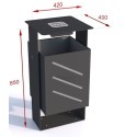 Kosz Homer I 60 l - rysunek z wymiarami 420x400x850 mm