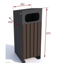 Kosz na odpadki Opałek III 80 l - rysunek z wymiarami 360x400x970 mm