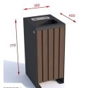Kosz na odpadki Opałek IV 80 l - rysunek z wymiarami 360x400x770 mm