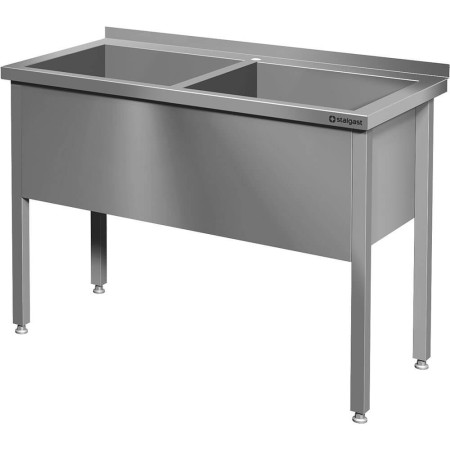 Stół z basenem 2-komorowym spawany 1200x600x850 mm h-400 mm Stalgast Sp. z o.o. Stoły nierdzewne - 4store.pl