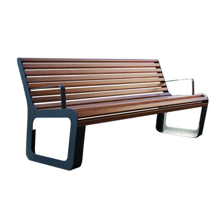 Ławka Soft z podłokietnikiem 180 cm deski świerkowe impregnowane, stalowa Kra14 Mała Architektura - 4store.pl