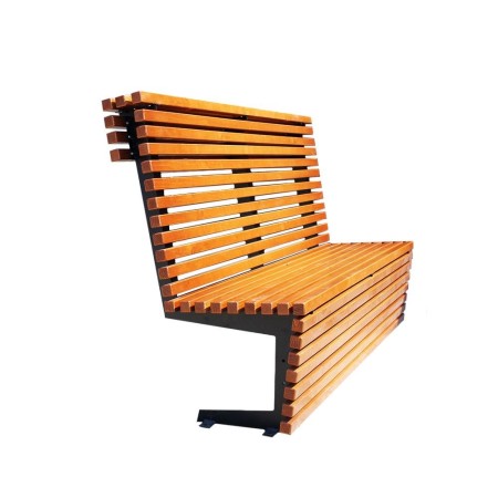 Ławka Creative z oparciem 150 cm deski świerkowe lakierowane, stalowa Kra14 Mała Architektura - 4store.pl