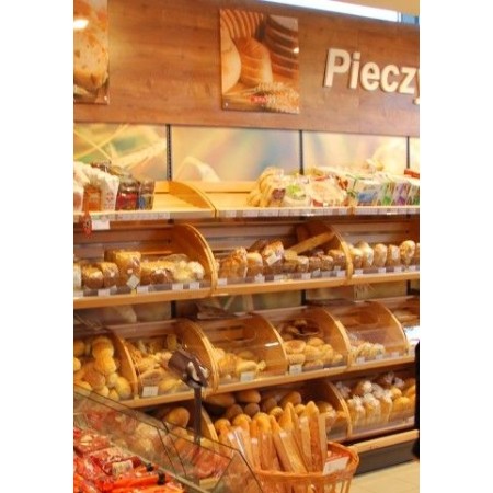 Regał sklepowy na pieczywo z górną blendą reklamową VK Van Keulen Regały na pieczywo i cukiernicze - 4store.pl