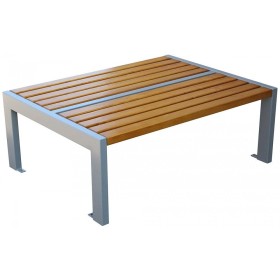 Ławka Modern podwójna 180 cm deski świerkowe lakierowane, stalowa