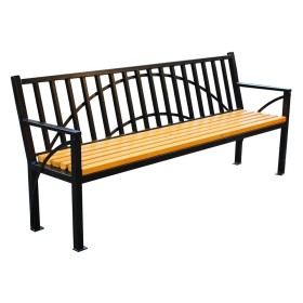 Ławka Retro 180 cm deski świerkowe lakierowane, stalowa