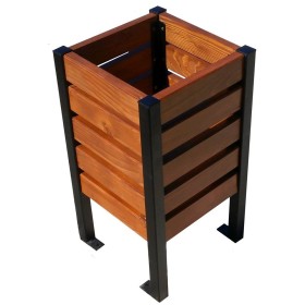 Kosz na śmieci Modern 45 l, stalowo - drewniany