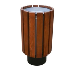 Kosz na śmieci Wrocławski 35 l, stalowo - drewniany