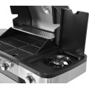 Grill gazowy 3+1 11,2 kW - boczny palnik z otwartą pokrywą i ruszt
