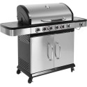Grill gazowy 6+1 stal nierdzewna 20,2 kW - widok z przodu z zamkniętą pokrywą i szafką