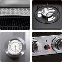 Grill gazowy 6+1 20,2 kW - kolaż detali: ruszt, palnik boczny, termometr, pokrętła