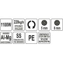 Maszynka do mielenia mięsa 220 kg/h - piktogramy z parametrami i materiałami