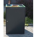 Kosz do segregacji Cube II 5 komorowy - widok z przodu na drzwiczki z zamkiem