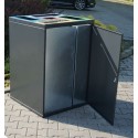 Kosz do segregacji odpadów Cube II 5 komorowy - otwarte drzwi i wnętrze z blachy ocynkowanej