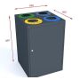Kosz do segregacji odpadów Cube IV 4X80l, 4 komorowy, stal ocynkowana malowana, napisy wycinka laserowa Kra03 Kosze do segregacj