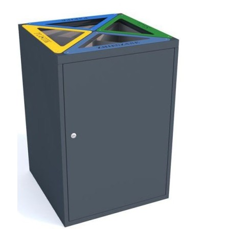 Kosz do segregacji odpadów Cube V 4X80l, 4 komorowy, napisy wycinka laserowa