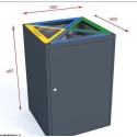 Kosz do segregacji Cube V 4x80 l - rysunek z wymiarami 660x660x960 mm