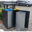 Kosz do segregacji Cube VIII 4x80l - otwarte drzwiczki i wyjęty wkład ocynkowany