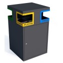 Kosz do segregacji odpadów Cube IX 4X80l, 4 komorowy, napisy wycinka laserowa