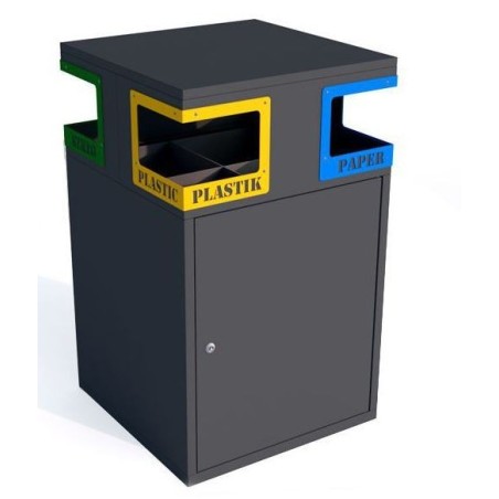 Kosz do segregacji odpadów Cube IX 4X80l, 4 komorowy, napisy wycinka laserowa