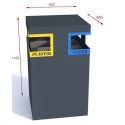 Kosz do segregacji Cube IX 4x80l - rysunek z wymiarami 660x660x1100 mm