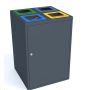 Kosz do segregacji odpadów Cube I 4X80l, 4 komorowy, stal ocynkowana malowana, napisy wycinka laserowa Kra03 Kosze do segregacji