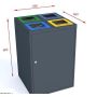 Kosz do segregacji odpadów Cube I 4X80l, 4 komorowy, stal ocynkowana malowana, napisy wycinka laserowa Kra03 Kosze do segregacji