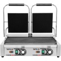 Podwójny grill kontaktowy ryflowany 58 cm - widok z przodu z otwartymi pokrywami