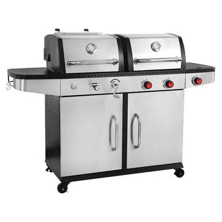 Grill 2 w 1, gazowy + węglowy, stal nierdzewna 8,2 kW YATO Grille kontaktowe - 4store.pl