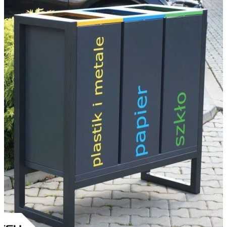 Kosz do segregacji odpadów Satis III 60 l, wolno stojący, stal ocynkowana malowana Kra03 Kosze do segregacji odpadów - 4store.pl
