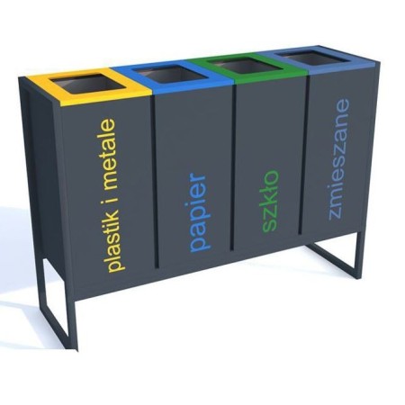 Kosz do segregacji odpadów Satis IV 60 l, wolno stojący, stal nierdzewna Kra03 Kosze do segregacji odpadów - 4store.pl