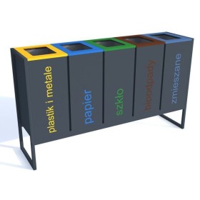 Kosz do segregacji odpadów Satis V 60 l, wolnostojący, napisy folia samoprzylepna