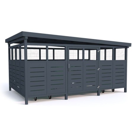 Wiata śmietnikowa Sawa III, 5x1110L, oszalowanie siatka + blacha Kra03 wiaty wózkowe i rowerowe - 4store.pl