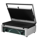 Grill elektryczny kontaktowy panini, szeroki, 2 płyty ryflowane RN102