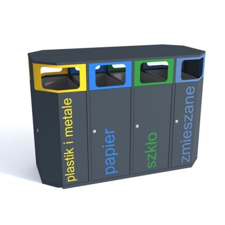 Kosz do segregacji odpadów Etna obustronna owalna IV, 2x114 litrów + 2x127 litrów, napisy sitodruk Kra03 Kosze do segregacji 4-m