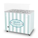 GELATO POZETTI 6 PASTEL BLUE, Dystrybutor do lodów, witryna do lodów, konserwator, retro, okrągłe kuwety